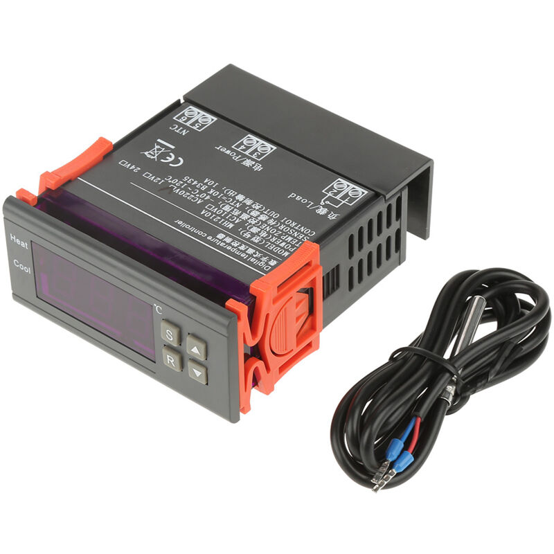 Mini thermostat numérique à led MH1210A, contrôleur de température avec sonde de capteur (AC220V)