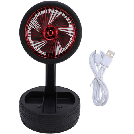 Mini Tire Fan 3 Wind Speeds Vintage Night Light Rechargeable Foldable Table Cooling Fan for Office