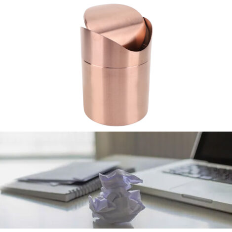 Mini-Tischabfalleimer mit drehbarem Deckel, Edelstahl 304, kompaktes Design für Zuhause und Büro