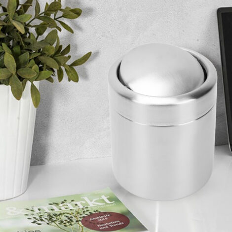 Mini-Tischabfalleimer mit Schwingdeckel, Stahl Lux 304 – Kompakter Abfalleimer für die Arbeitsplatte, geeignet für Zuhause oder Büro