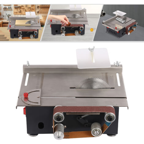 Mini-Tischkreissäge, Bandschleifmaschine 1,18 x 16,54 Zoll mit 10 Schleifbändern, multifunktionale Schleifmaschine mit zwei 200-W-Motoren für Metall, Holz, Aluminium und andere Schleif- und Schneidwer
