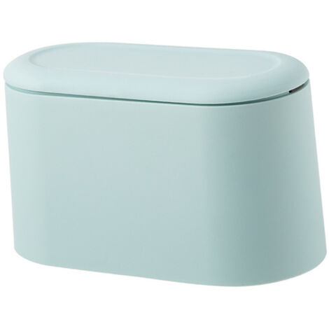 Mini-Tischmülleimer mit Schnappdeckel – Pop-Up-Tischmülleimer Modell XX-22, Miniatur, blau, PP, 13 x 11 cm / 350 g