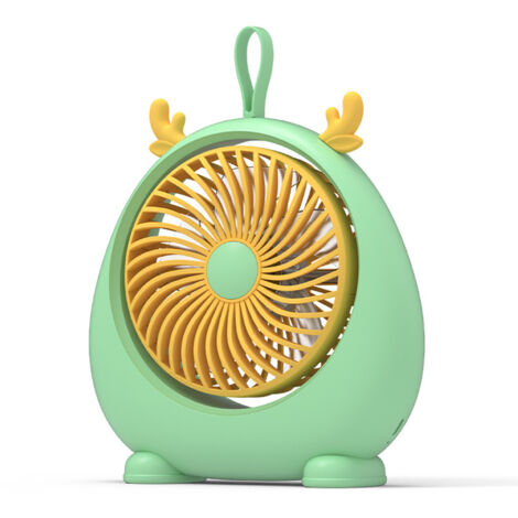 Mini-Tischventilator mit USB-Anschluss und zwei Geschwindigkeitsstufen – kleiner grüner Ventilator für den Heimtisch