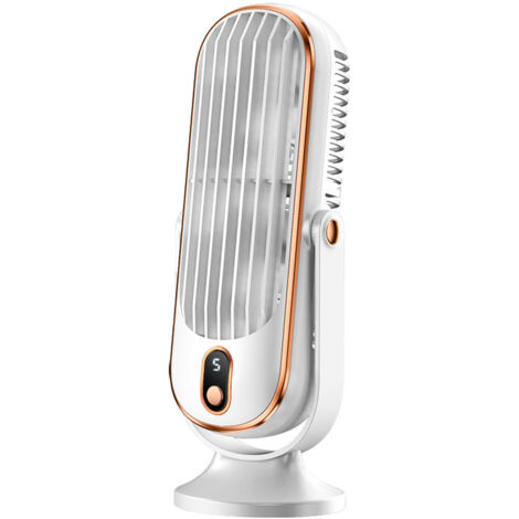 Mini-Tischventilator mit USB-Anschluss, wiederaufladbar und fünf einstellbaren Geschwindigkeitsstufen, ideal für Reisen, Büro, Camping und Studentenwohnheime.