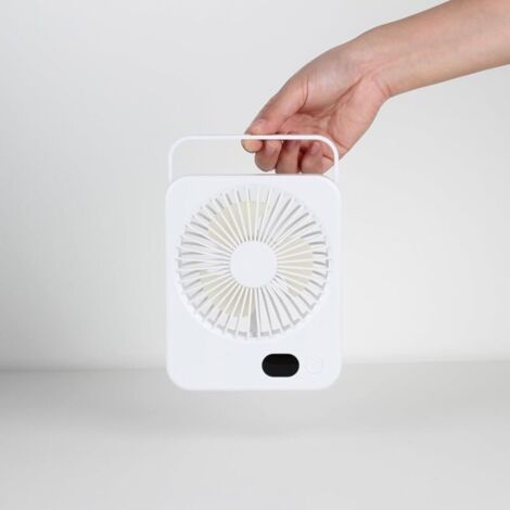 Mini-Tischventilator, tragbar, USB-Ladefunktion, schlank und leicht, ideal für Reisen, Spaziergänge und Outdoor-Aktivitäten, weiß