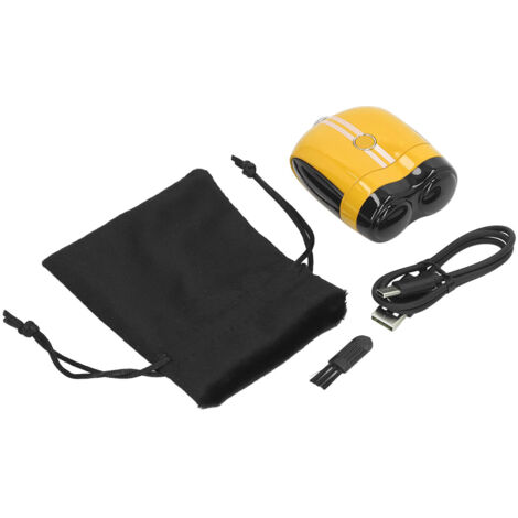 Mini Tondeuse à Barbe Rechargeable USB-C, Imperméable IPX7, Usage Sec et Humide, Coupe Précise, Design Courbé Jaune