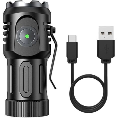 Mini torcia a LED X65, ricaricabile tramite USB Type-C, potente fonte di luce, 5 LED, torcia compatta, 8 modalità, impermeabile, lunga durata della batteria, con attacco magnetico sul retro.