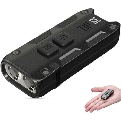 Mini torcia - LED da 700 lumen - Ricaricabile tramite USB C - Torcia portachiavi - Impermeabile IP54 con 4 modalità ([Nero])