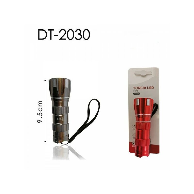 Image of Trade Shop Traesio - Trade Shop - Mini Torcia Led Elettrica Luce Tascabile Portatile 9.5 Cm Con Gancetto Dt-2030