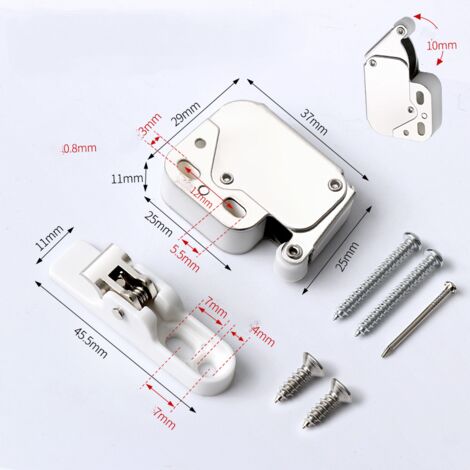 Mini Touch Latch Latch Push Chiusure per mobili da cucina Porta a battente da premere per aprire le ante dell'armadio Bianco Confezione da 15