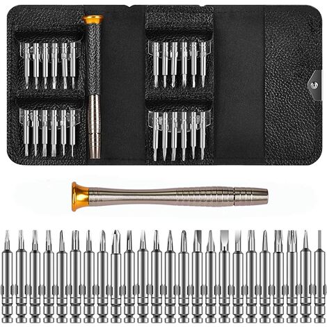 Mini Tournevis 25 en 1, Kit Tournevis de Precision Outils de Réparation pour iPhone, Lunettes, Montre, PC, Jouets