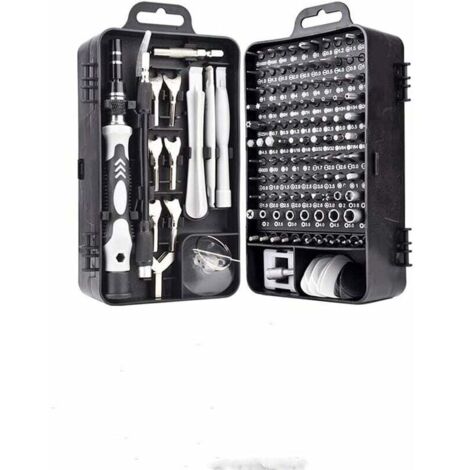 Mini tournevis magnétique de précision 135 en 1 - Kit d'outils de réparation pour iPhone, ordinateur portable, montre avec organiseur de rangement, noir