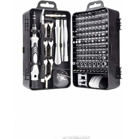 Mini tournevis magnétique de précision 135 en 1 - Kit d'outils de réparation pour iPhone, ordinateur portable, montre avec organiseur de rangement, noir