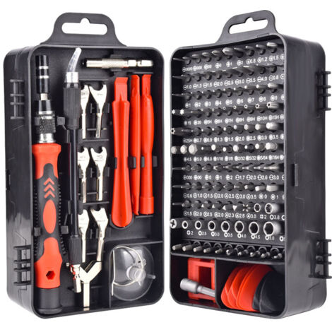 Mini tournevis magnétique de précision 135 en 1 - Kit d'outils de réparation pour iPhone, ordinateur portable, montre avec organiseur de rangement, rouge