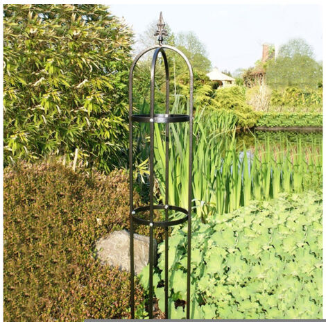 Mini Tower, Garden Obelisk, Plant Support - Solid Steel - L25 x W22.9 x H139.7 cm - Black