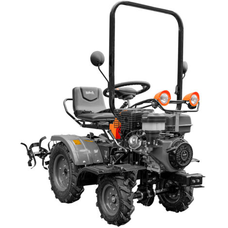 Mini tracteur cultivateur 14CV essence – Démarrage électrique – 3 vitesses avant – Fraises 32 lames pour travail profond – Largeur 105 cm – Kawapower