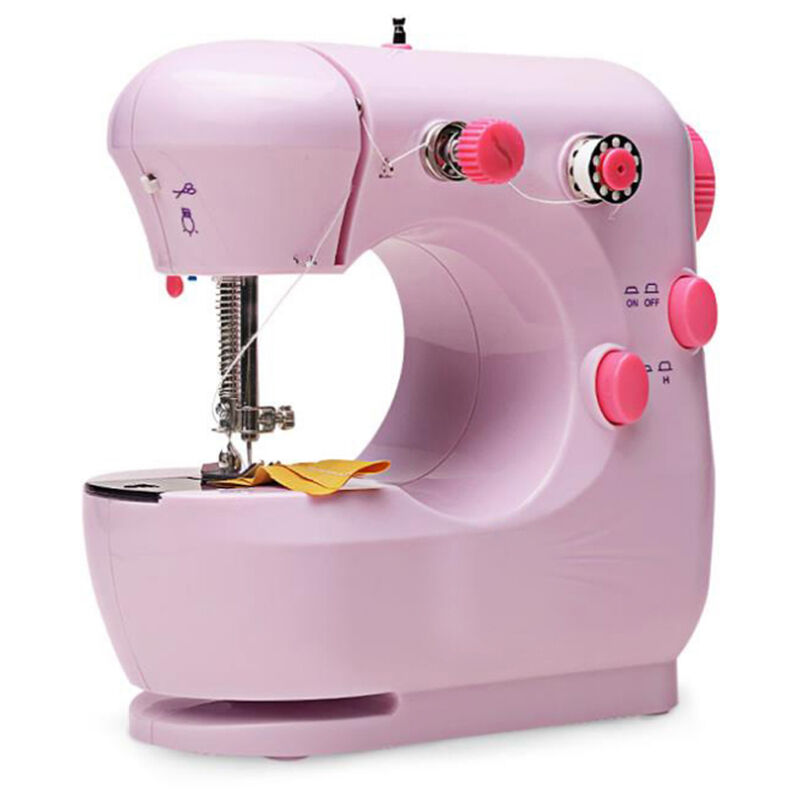 Mini Tragbare Handnähmaschinen Haushalt Multifunktionale Kleidung Stoffe Elektrische Nähmaschine,EU-Stecker, Sakura rosa - EU-Stecker, Sakura rosa