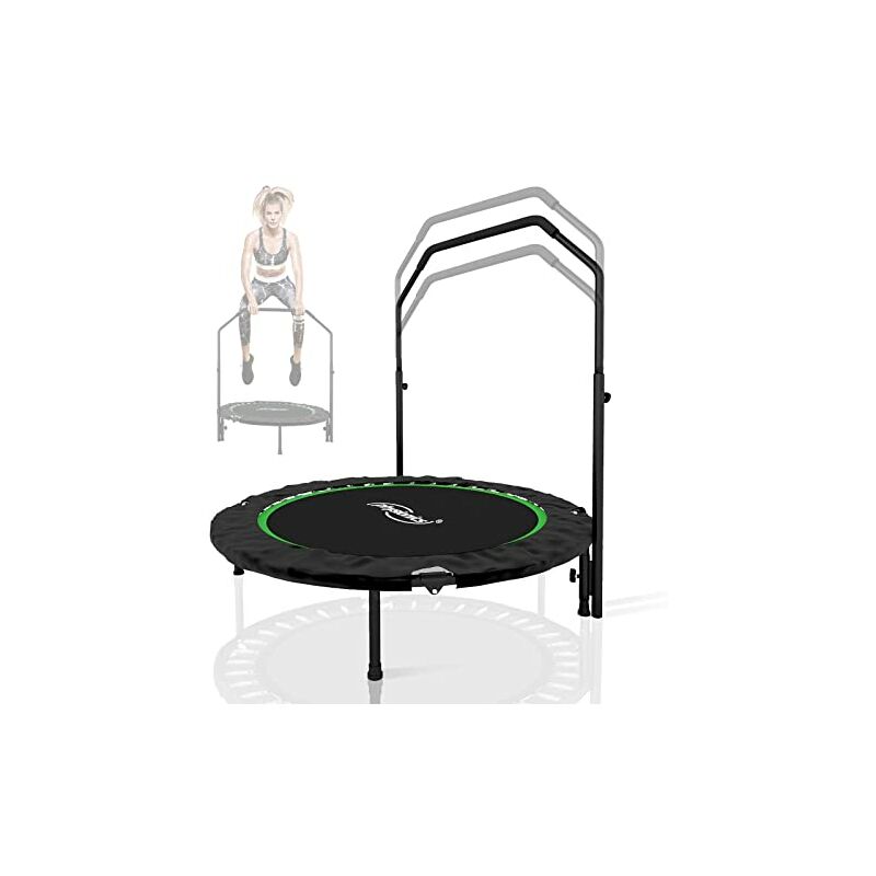 Mini trampoline de remise en forme pliable de remise en forme avec main courante réglable en hauteur Couleur : Vert