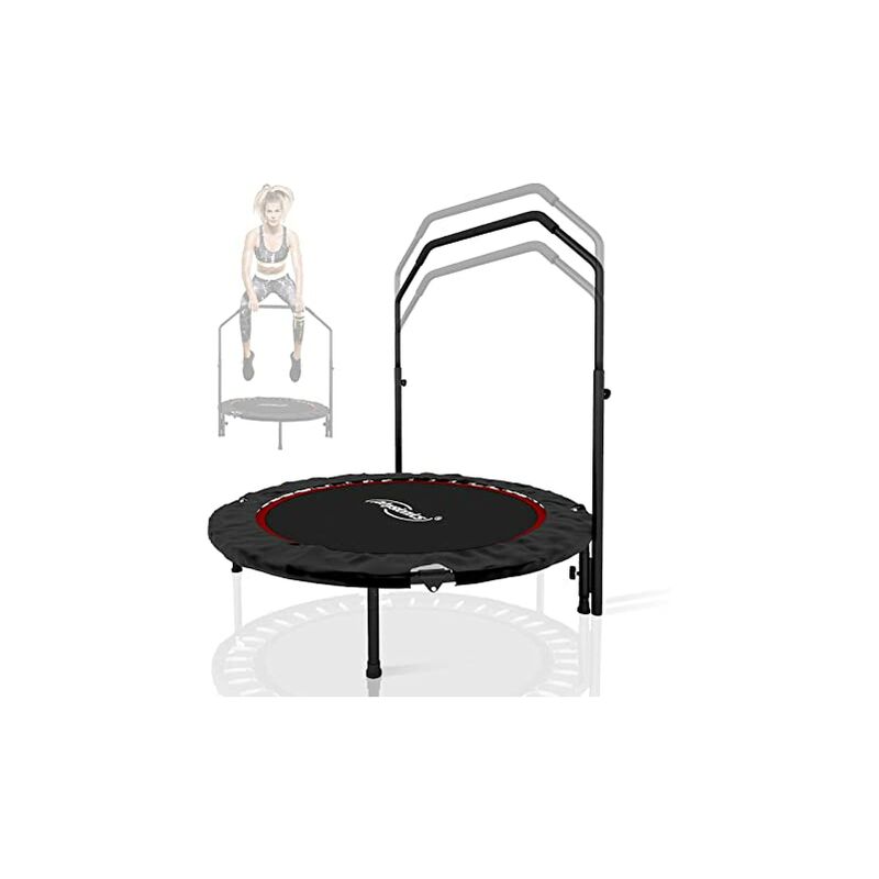 Mini trampoline de remise en forme pliable de remise en forme avec main courante réglable en hauteur Couleur : Rouge