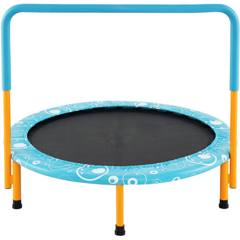 Mini Trampoline Enfants Pliable 92 cm avec Housse de Sécurité Matelassée et Poignée Recouverte, Charge maximale 150 KG, pour 3-10 Ans+