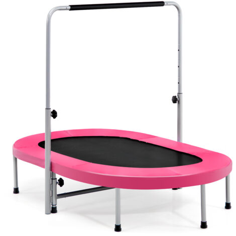 Mini Trampoline Pliable pour 2 Enfants Intérieur/Extérieur avec Main Courante Ajustable et Coussin de Sécurité Tapis de Saut Charge 150kg