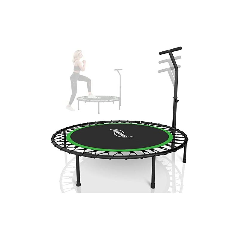 Mini trampoline Tapis élastique Mateau de remise en forme Hauteur réglable Ø 100 cm Couleur : Vert