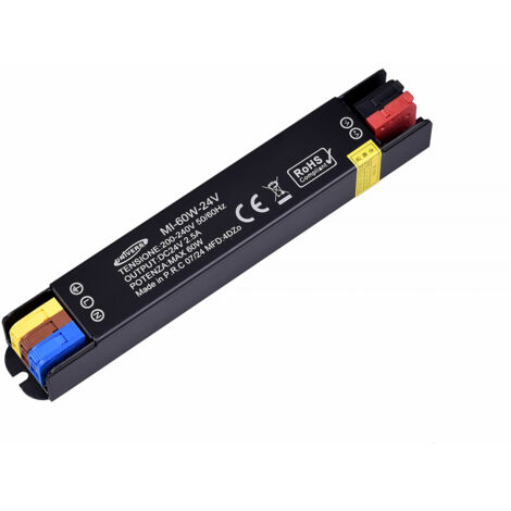 MINI TRASFORMATORE 24V 2.5A 60W IP20 - ALIMENTATORE COMPATTO E IMPERMEABILE IDEALE PER APPLICAZIONI INDUSTRIALI E DOMESTICHE