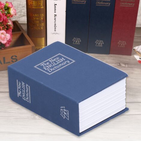 Mini-Tresor, Sicherheits-Geld- und Schmuckkästchen mit Schloss und Schlüsseln für Zuhause oder Büro, Blau [Sicherheitsbox] + Mini + Simulationsbuch + Versteckter Geld- und Schmuck-Sicherheitskoffer mi