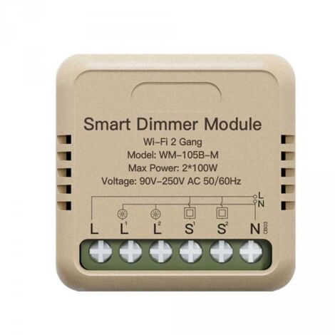 Mini Triac Dimmer WIFI 2.4G 2 Canali TUYA, Smart Life 1A AC 90-250V 50/60HZ 2X100W 40X40X18mm IP20