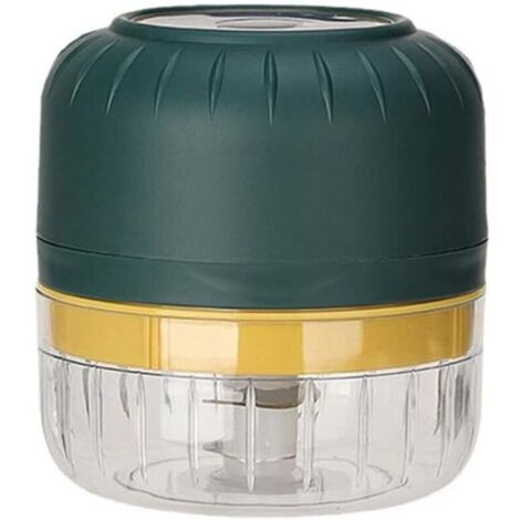 Mini tritacarne elettrico con porta USB (100 ml) - Spremiaglio - Tritaverdure - Tritatutto da cucina - Verde, 18,8 x 18,8 x 9,5 cm