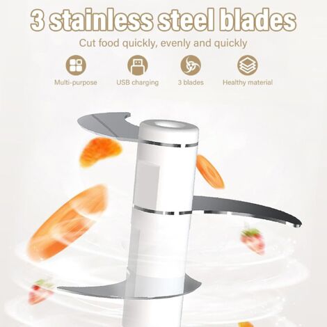 Mini tritatutto elettrico ricaricabile tramite USB, capacità 350 ml, sei lame, ideale per tritare cipolle, aglio, carne, verdure, ecc.