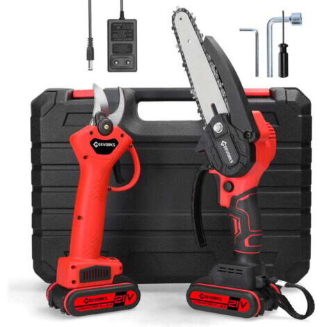 Mini Tronçonneuse à Batterie 6 Pouces, Tronçonneuse Électrique Sans Fil Brushless avec 2 Batteries 2.0Ah, Chaîne, 5m/s Vitesse de la Chaîne pour la Coupe du bois, l'élagage le Jardin