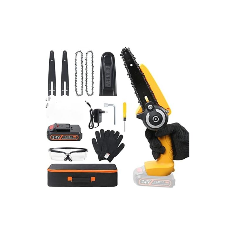 Start - Mini Tronçonneuse a Batterie 6 ', Tronconneuse Electrique sans Fil avec Verrou de Sécurité, Coupe Branche Electrique L'élagage de Jardin (2