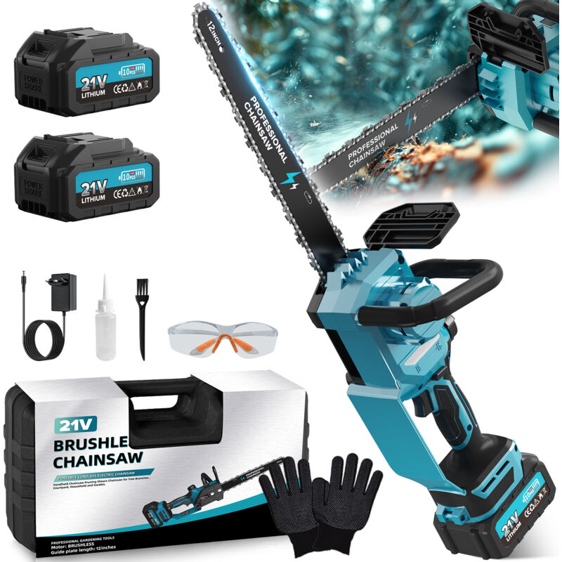 Circlio - Mini Tronconneuse a Batterie, Tronconneuse Electrique Sans Fil de 12 Pouces 12000mAh avec Graisseur Automatique, Elagueuse Batterie pour