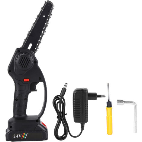 Mini Tronçonneuse Électrique 6 Pouces, Scie à Chaîne Portable Haute Puissance, Rechargeable, 100‑240V avec Fiche EU