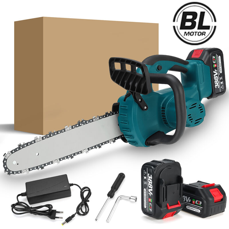 Dmtool - Mini tronçonneuse électrique sans balais de 10 pouces avec graisseur automatique et 2 piles