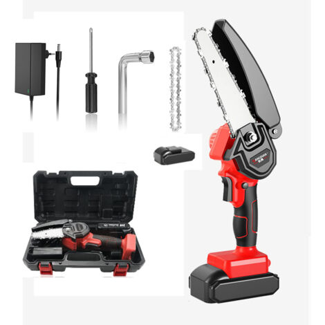 Mini Tronçonneuse Électrique Sans Fil,Sécateur Électrique avec Chargeur et 1 Batteries 21V, 6 Pouces 600W