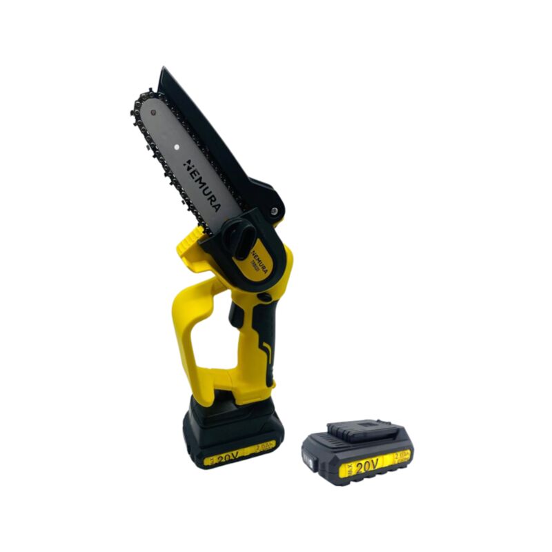 Mini Tronçonneuse sans fil 20V NEMURA - Coupe de 12,5cm + 2 Batteries 2Ah + Chargeur rapide