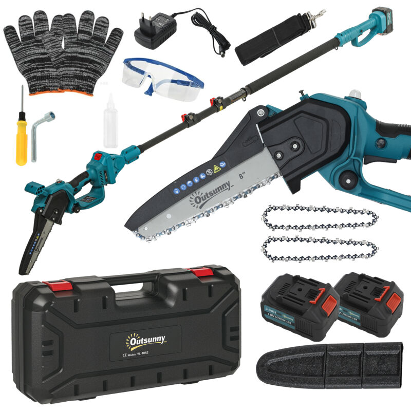 Mini tron&ccedil;onneuse sans fil 580w - scie d'&eacute;lagage &eacute;lectrique portable 18v 8 pouces - kit complet bleu 