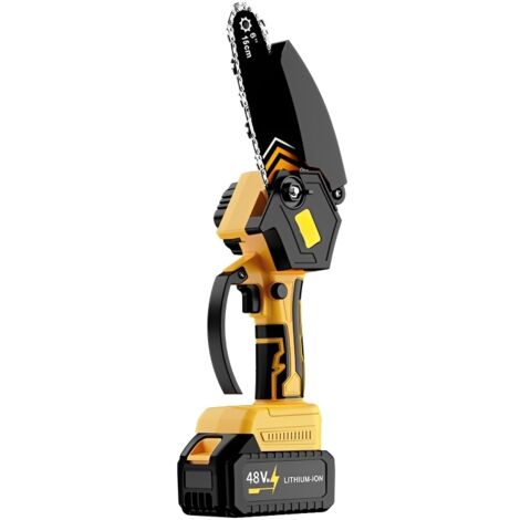 Mini tronçonneuse sans fil 6 pouces - Tronçonneuse à batterie brushless 21V avec chaîne en acier au manganèse