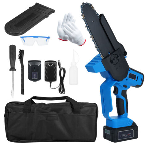 Mini tronçonneuse sans fil QS-GT88101 20 cm (8 pouces) – 20 V avec batterie 4,0 Ah, 5500 tr/min, verrouillage sécurité, pour élagage domestique