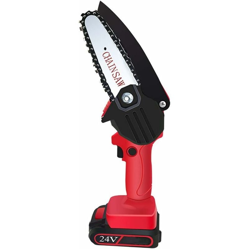 Aougo - Mini tronçonneuse électrique rechargeable au lithium 24 v - Scie à main sans fil pour le travail du bois - Outil de coupe et d'élagage pour