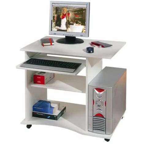 mini ufficio con ruote bianco, 80x75x50 cm