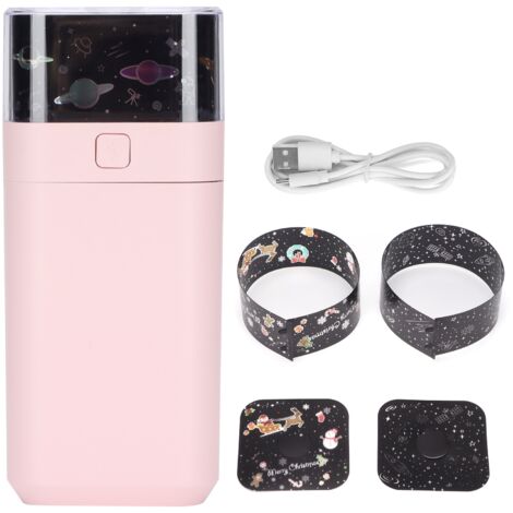 Mini-Ultraschall-Luftbefeuchter (300 ml) mit Sternenprojektion und rosa LED-Nachtlicht – Dualer Flüsterbetrieb