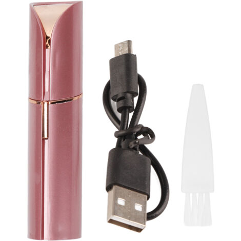 Mini-USB-Gesichtsrasierer in Lippenstiftform – Augenbrauen- und Gesichtshaarentferner – Roségold für Damen