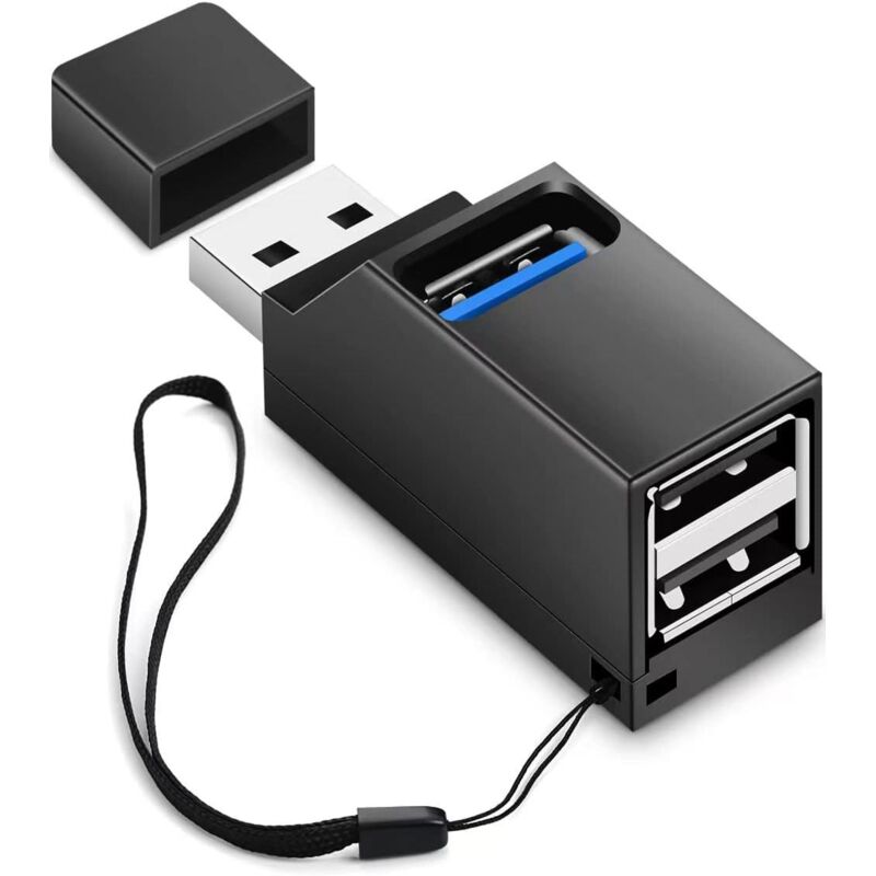 Zuvra Mini-usb-hub Mit 3 Anschlüssen (1x Usb 3.0), Schwarz