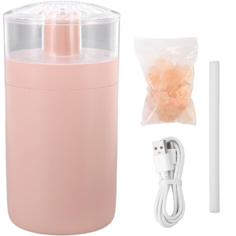 Mini-USB-Luftbefeuchter 250 ml, tragbar für Auto, Büro, Schlafzimmer – Kristallrosa Design
