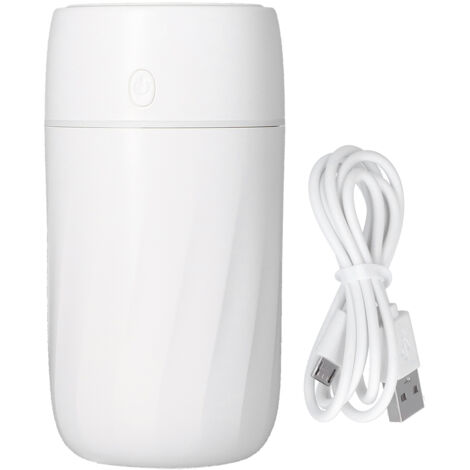 Mini-USB-Luftbefeuchter 300 ml, farbiges Licht, tragbar für Büro, Auto, Schlafzimmer, Weiß