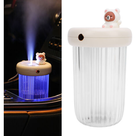 Mini-USB-Luftbefeuchter, Weiß, 240 ml, Doppelsprühfunktion, ABS/PC, tragbar für Büro, Auto und Zuhause, mit 3-6-Stunden-Timer