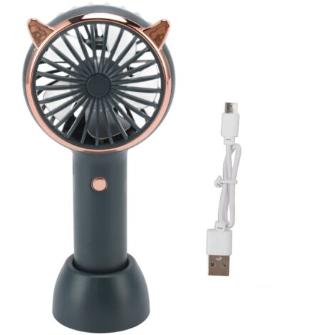 Mini-USB-Taschenventilator mit Katzenohren, 3 Geschwindigkeitsstufen, wiederaufladbar, tragbar für Reisen und Outdoor-Aktivitäten, Grün